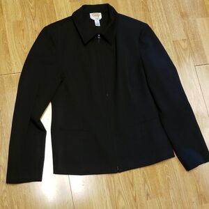 Talbots black zip up stretch blazer 6